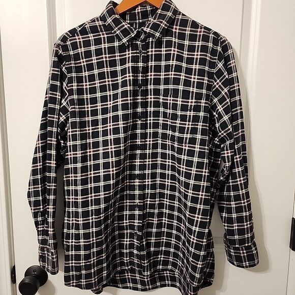Uniqlo Flannel Shirt 100% Cotton Mens Size XL Black Plaid Button Up Long Sleeve - Picture 2 of 9